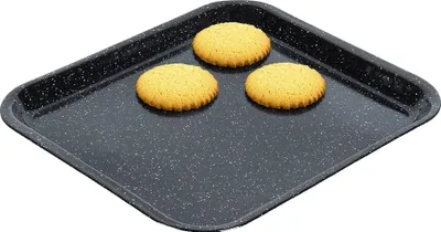 Image de Plaque à pâtisserie en émail, surface antiadhésive, cuisson polyvalente, noir