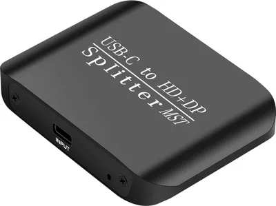 Zdjęcie produktu dla Kompatybilny rozdzielacz HDMI, 1 wejście 2 wyjścia, rozdzielacz USB C na HDMI+DP, 4K 60Hz, MST SST, adapter wideo z obsługą 3D HDR, rozdzielacz USB C