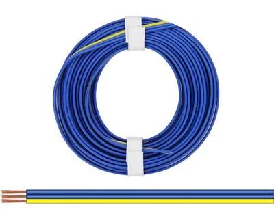 Produktbild von Drillingslitze isoliert, 3x0,14mm, 5m - Farbe: blau, blau, gelb