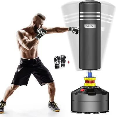 Produktbild von Dripex Erwachsene Boxsack Standboxsäcke mit ein paar Handschuhe, Trainingsgeräte Freistehender Standboxsack