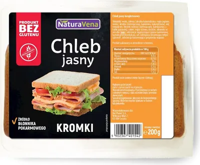 Zdjęcie produktu dla CHLEB JASNY KROJONY BEZGLUTENOWY 200 g - NATURAVENA