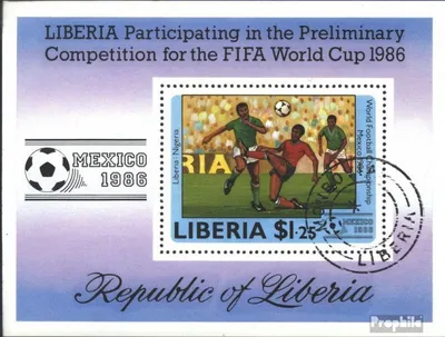 Produktbild von Briefmarken Liberia 1985 Mi Block109 (kompl.Ausg.) gestempelt Fussball-Weltmeisterschaft