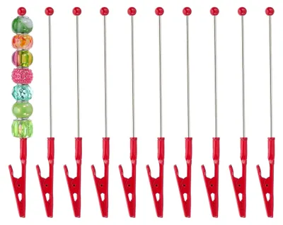 Produktbild von Krokodilklemmen mit langem Drahtschwanz, 10 Stück, 5,3 Zoll/135 mm, Metall mit Perlenverzierungsmöglichkeit