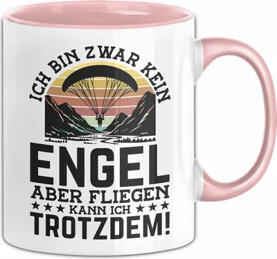 Produktbild von Fallschirmspringer Tasse Geschenk Ich Bin Zwar Kein Engel Aber Fliegen Kann Ich Trotzdem Geschenkidee Becher (Rosa)