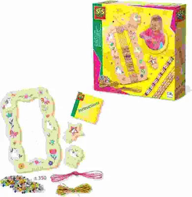 Produktbild von SES Creative 14745 – Glasperlenarmbänder – DIY Schmuckset mit Holzwebrahmen für Kinder ab 6 Jahren, Armbänder-Bastelset für Kinder, 6 Jahr(e), Mehrfarbig