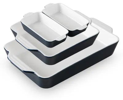 Keramik-Backform-Set, 4-teilig, rechteckig, marineblau