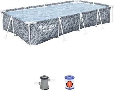 Image de Piscine Hors Sol Tubulaire BESTWAY Steel Pro, 366 x 201 x 66 cm, Rectangulaire, Épurateur à Cartouche Inclus