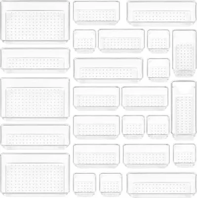Produktbild von 25 Stücke Schubladen Organizer mit 4 Größen, Make up Ordnungssystem, Schminktisch Organizer Einsetzbar für Makeup, Küchen, Badezimmer, Büro, Schminktisch