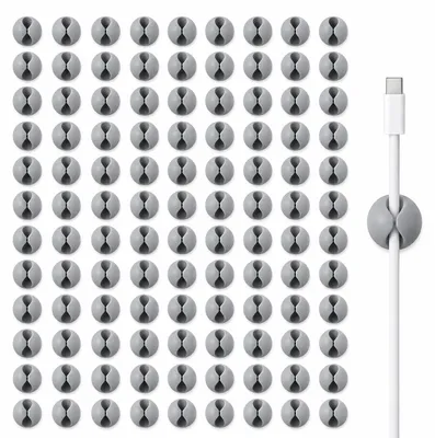 Produktbild von 100er Set Kabelklemmen Selbstklebend Grau Kabelhalter Kabelclips Kabelführung Kabel Organizer Kabelmanagement Kabelbefestigung für Schreibtisch Büro Wohnmobil TV PC