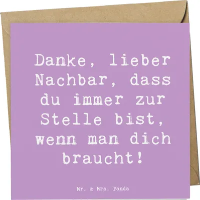 Produktbild von Mr. & Mrs. Panda faltkarte Spruch Danke Nachbar - Lavendeltraum - Geschenk, wenn man dich braucht, Nachbarschaftsdienst, anlasskarte, Bedanken, Dankeschön, Klappkarte