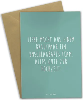 Produktbild von Mr. & Mrs. Panda Grußkarte Unschlagbares Brautpaar - Meeresbrise - Geschenk, Herz, Liebe, Klappkarte, Hochzeit, Heirat, Eheleute, Hochzeitskarte, Geburtstagskarte, Ehe