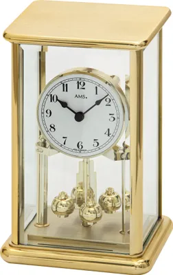 Produktbild von AMS 1211 Tischuhr mit Drehpendel Jahresuhr Drehpendeluhr messing farben golden
