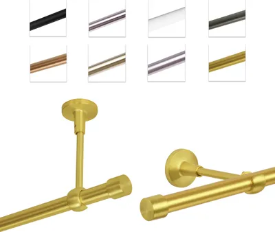 Produktbild von Gardinenstange Vorhangstange 19 mm 1-läufig, Messing Gold, 200 cm