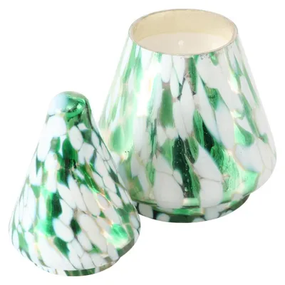 Image de Bougie en forme de sapin DOTTI, en verre , H. 17,5 cm