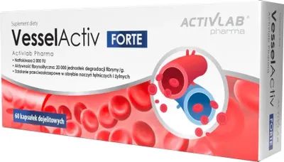 Immagine prodotto di Activlab Pharma VesselActiv FORTE - Nattochinasi di soia per il supporto del sistema circolatorio | 60 capsule con capsule gastroresistenti