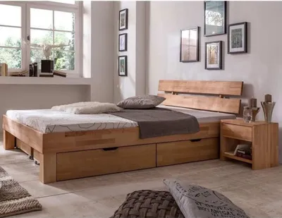 Produktbild von Futonbett Schlafzimmer Bett Kernbuche massiv Holz geölt Judith 180x200cm