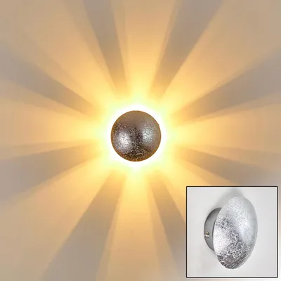 Produktbild von Godo »Godo« Wandlampe runde aus Metall in Silber mit Lichtspiel an der Wand
