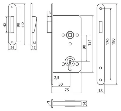 Zdjęcie produktu dla Zamek magnetyczny do WC YALE 20-MAG 90/50 z zaczepem, matowy