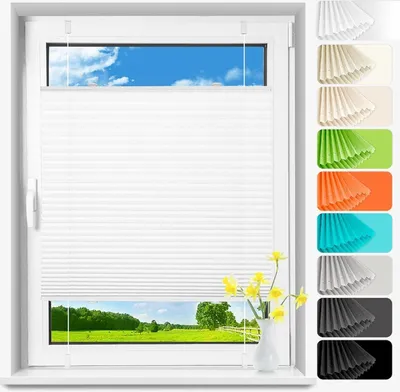 Produktbild von rollos für fenster jalousien fenster ohne bohren Plissee Klemmfix 35x100cm Plisseerollo Sonnenschutz Fenster Tür Easyfix Fensterrollo mit Klemmträger