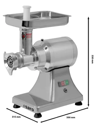 Produktbild von SARO Fleischwolf Sorento Gastronomie 100kg/h Edelstahl 2 Lochscheiben 0,55kW