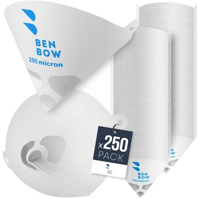 Immagine prodotto di Setacci per vernici BenBow con inserto in nylon 280µ, 250 pezzi, per colori e vernici, ideali per laboratori e lavori di verniciatura