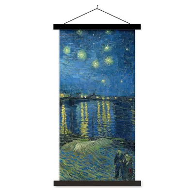 Produktbild von MuchoWow® Textilposter Die sternenklare Nacht - Vincent van Gogh 60x120 cm mit schwarzem Rahmen - Magnete