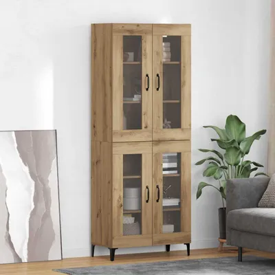 Image de vidaXL Highboard Chêne Artisan 69,5 x 34 x 180 cm Matériau dérivé du bois