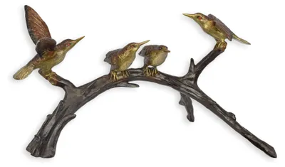 Produktbild von Bronzeskulptur Kolibri Baum Vögel Replikat Retro Design Dekoration