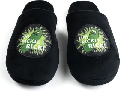 Produktbild von Rick and Morty Hausschuhe für Herren und Damen - I´m Pickle Rick! Uni Puschen Schlappen Slipper Pantoffeln Schwarz 40-41