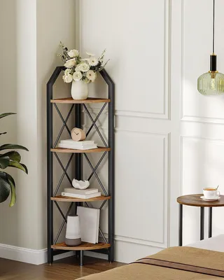 Obrázek produktu pro Čtyřpatrový rohový regál v industriálním stylu, stojan na rostliny o rozměrech 120 cm, barva hnědá