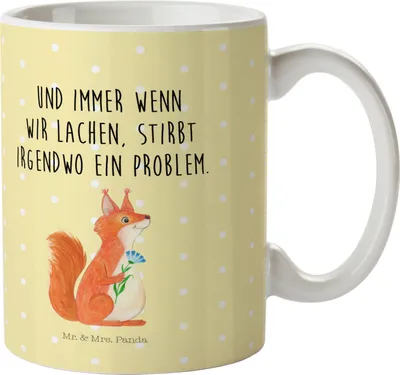 Produktbild von Mr. & Mrs. Panda Pott Eichhörnchen Blume - Gelb Pastell - Geschenk, Trinklernbecher, Spaß, Kunststoffbecher, Kindertasse, Plastikbecher, Motivation Sprüche, Lustige