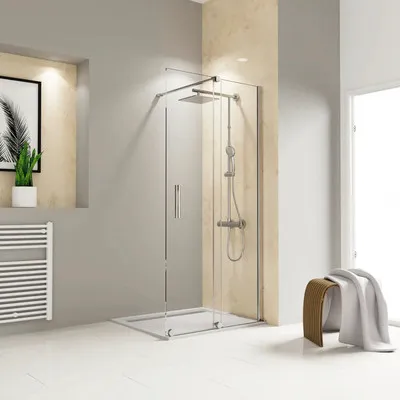 Produktbild von Walk In mit Gleittür/Schiebetür SCHULTE Toura ExpressPlus 120 x 200 cm Profil chrom Klarglas schmutzabweisende Glasbesch