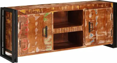 Produktbild von vidaXL TV-Schränk mit Tür Mehrfarbig 120 x 33 x 50 cm Massives Altholz