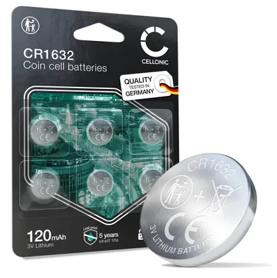 Image de CELLONIC CR1632 Piles de Bouton Lithium compatible avec clés de voiture, appareils à LED, compteurs de vélo, appareils médicaux - Pack de x6