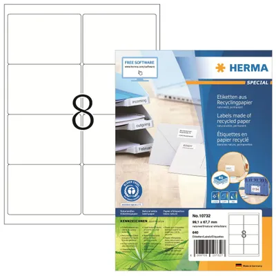 Produktbild von HERMA 10732 - Weiß - Selbstklebendes Druckeretikett - Gestanztes Etikett - A4 - Papier - Laser/Inkjet