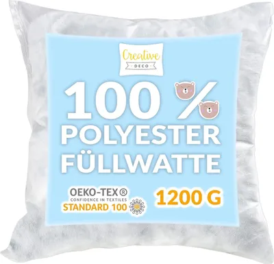 Zdjęcie produktu dla Creative Deco Miękkie, Hipoalergiczne Włókno Poliestrowe | 1200g | Puszyste Wypełnienie do Poduszek, Maskotek, Tapicerki, Legowisk dla Zwierząt