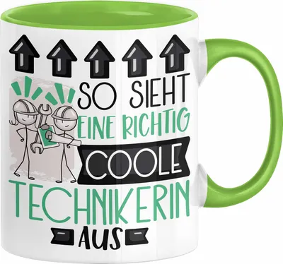Produktbild von Technikerin Geschenk Tasse Geschenkidee für Technikerin Geburtstag Weihnachten Spruch So Sieht Eine Richtig Coole Technikerin Aus Kaffee-Becher  (Grün)