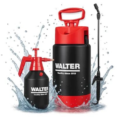 Produktbild von WALTER Sprühgeräte Set 1,5 + 5 Liter – Drucksprüher für Garten & Haushalt mit Verstellbarer Düse, 3 bar Druck & Sicherheitsventil – Sprüher für Pflanzenschutz & Reinigung