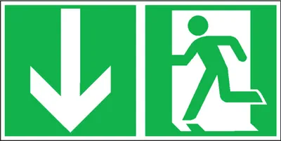 Produktbild von SafetyMarking Fluchtwegschild Alu B300xH150 mm Notausgang links mit Pfeil abwärts langnachleuchtend