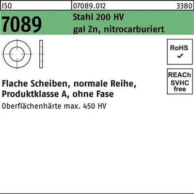 Produktbild von Unterlegscheibe ISO 7089 o.Fase 12 Stahl 200 HV galv. verz. nitrocarburiert