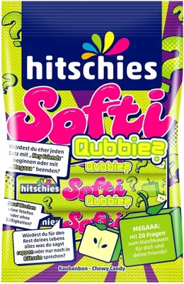 Obrázek produktu pro Hitschies Softie Qubbies ovocné žvýkací bonbony s příchutí jablka 80g