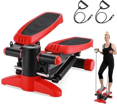 Produktbild von Famanu Mini Stepper 2-in-1 Trainingsgerät mit LCD-Display und Widerstandsbändern - Schwarz