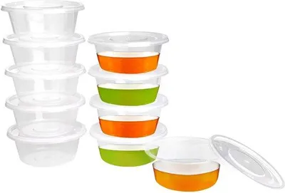 Zdjęcie produktu dla 40 sztuk mini pojemników, 2 uncje, szczelnych, nadających się do mikrofalówki, na sosy