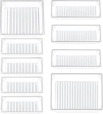 Immagine prodotto di Cassettiera da ufficio in plastica con vassoi organizer, 9 pezzi, per cucina, camera da letto, ufficio