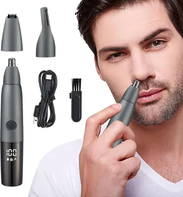 Produktbild von 3-in-1 Nasen- & Ohrhaartrimmer, LED Anzeige, voll waschbar & IPX7, Edelstahl Schneideköpfe, kompakt & leicht zu reinigen, Männer & Frauen