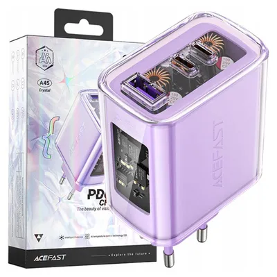 Obrázok produktu pre Acefast Gan 65W rýchla nabíjačka 3 porty (1Xusb 2Xusbc) fialová