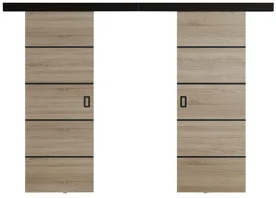 Produktbild von KIER FURNITURE Schiebetür Komplettset WERDI PLUS DUO Sliding Door, Raumteiler Schiebetür Brown 152x205x1,6 cm