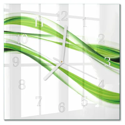 Produktbild von Tulup Glasuhr Wanduhr Küchenuhr Echt-Glas 30x30 cm Modern Dekorativ Geräuschlos Weiße Zeiger - Abstrakte Linien
