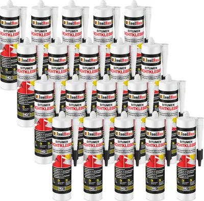 Image de Isolbau Colle bitume 20 x 310 ml Noir Mastic étanchéité toiture bardeaux réparation