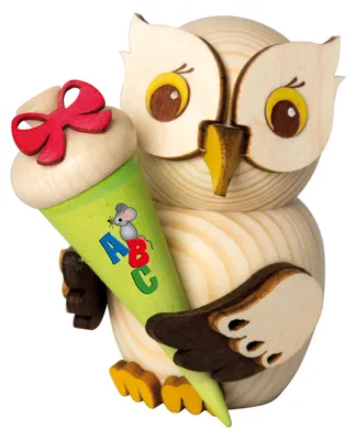 Produktbild von Drechslerei Kuhnert - Mini-Eulen aus Holz - Schulanfänger - ca. 7 cm groß - als Dekoration oder Geschenk geeignet